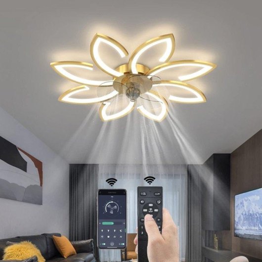 Ventilatore da Soffitto con Luce Autrucker 90cm 6 Velocità LED 3 Colori Telecomando App Motore DC