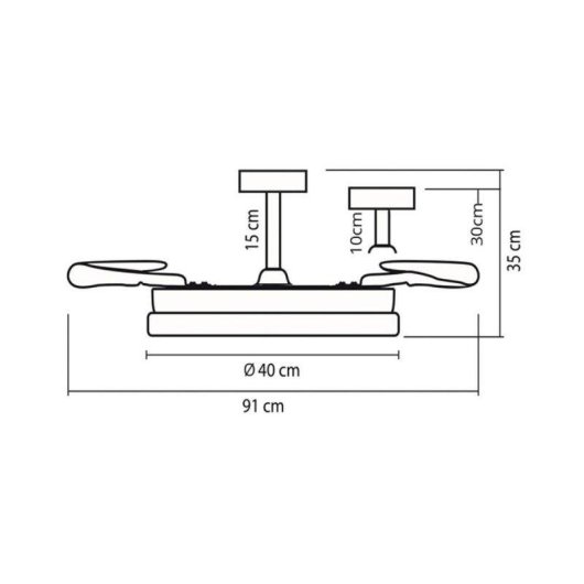 Deckenventilator mit Licht Bel Air Rodas Mini 96W 91cm 6 Stufen Einklappbare Flügel Fernbedienung