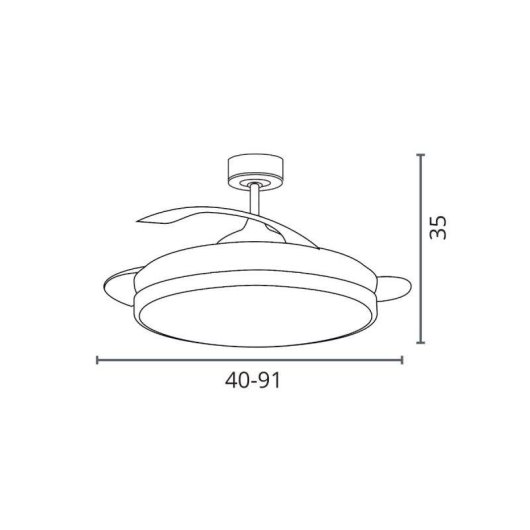 Ventilateur de Plafond avec Lumière Bel Air Home Apolo Mini 48W 91cm 6 Vitesses Pales Rétractables Télécommande