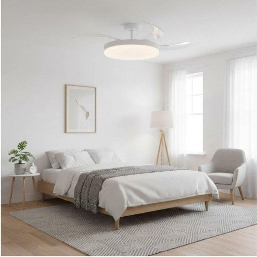 Ventilateur de Plafond avec Lumière Bel Air Home Apolo Mini 48W 91cm 6 Vitesses Pales Rétractables Télécommande