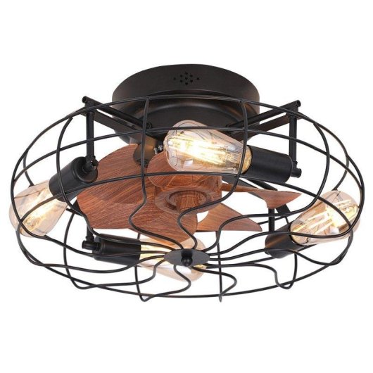 Ventilatore da Soffitto con Luce 6 Velocità Autrucker Vintage 50cm Telecomando LED Reversibile Timer