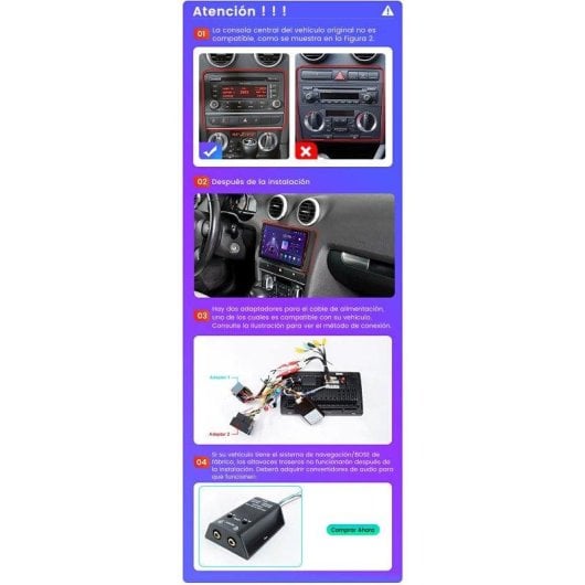 Autoradio JUNSUN Audi A3 8-Core 4+64GB CarPlay Android Auto