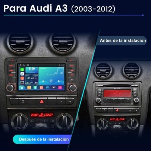 Autoradio JUNSUN 7" Linux CarPlay Android Auto Bluetooth Audi A3 8P 2003-2012