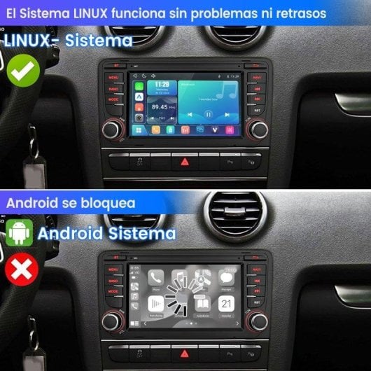 Autoradio JUNSUN 7" Linux CarPlay Android Auto Bluetooth Audi A3 8P 2003-2012