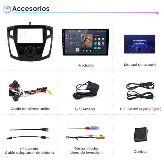 Autoradio JUNSUN Ford Focus 3 Android 15 Carplay GPS Wifi