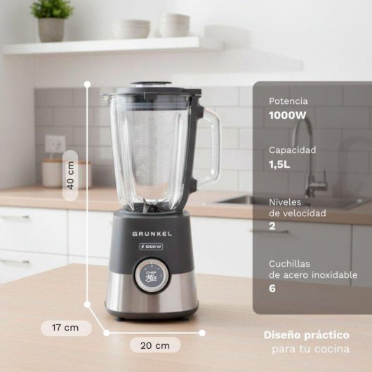 Batidora de vaso Grunkel Bat-1000adv 1000W Jarra 1,5L 6 Cuchillas