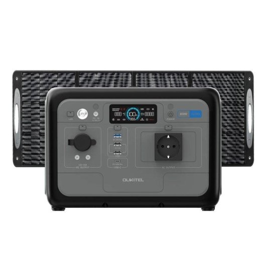 Estação de energia Oukitel P800e 512Wh 2 portas AC, USB-C, Bateria LiFePO4 Painel solar 200W