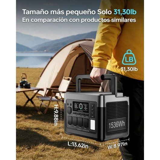 Estação de energia Oukitel P1500 Plus 1536Wh 2 AC, 4 USB Bateria LiFePO4 Painel solar 100W App