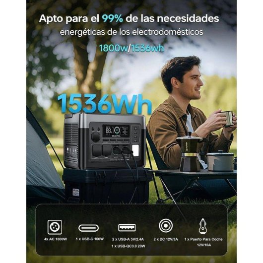 Estação de energia Oukitel P1500 Plus 1536Wh 2 AC, 4 USB Bateria LiFePO4 Painel solar 100W App