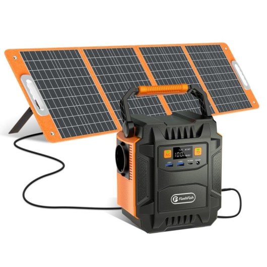 Estação de energia Flashfish A201 172Wh 5 portas AC, DC, USB Bateria Li-ion LCD