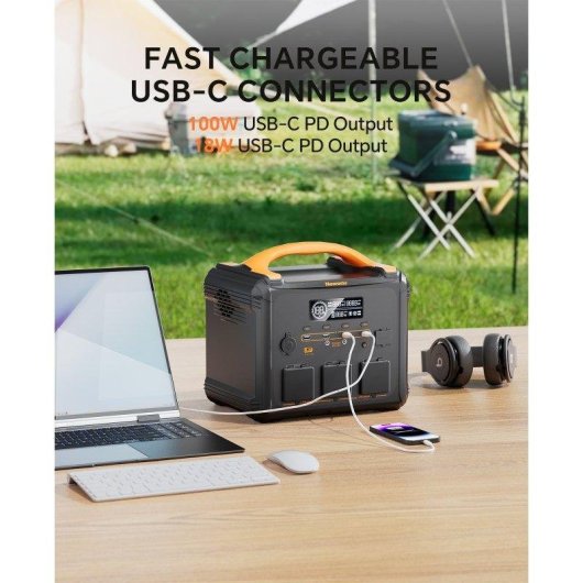 Estação de energia Newsmy S1210 1102.5Wh 3 portas AC, USB-C, USB-A Bateria LiMnFePO4 Carga rápida AC e solar