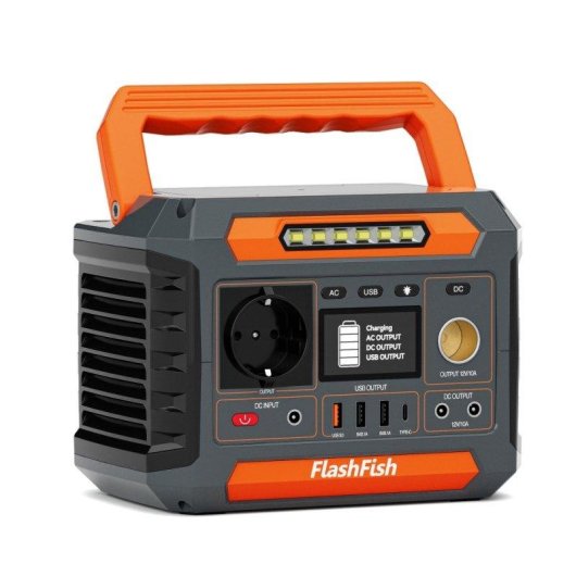 Estação de energia Flashfish P66a 144,3Wh 200W 5 portas USB e LED integrada