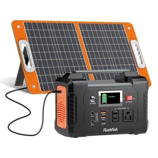 Estação de energia Flashfish E200 408Wh 2 portas AC 2 portas DC 3 portas USB Carregador solar