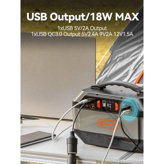 Estação de energia Flashfish P56 288,6Wh 9 portas AC/DC/USB Bateria Li-ion Painel solar
