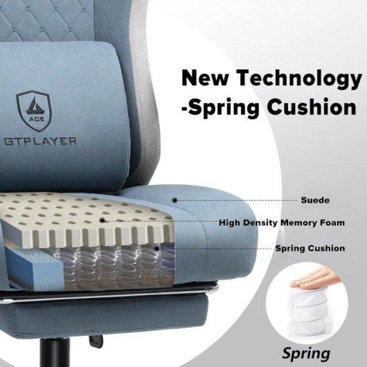 Silla gaming GTPLAYER Ergonómica azul claro con reposapiés y muelles de bolsillo