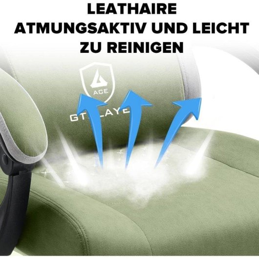 Silla Gaming GTPLAYER Ergonómica con Descansapiés y Tela Verde