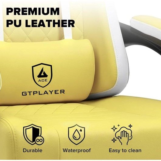 Silla gaming ergonómica GTPLAYER con soporte para pies y asiento de muelles amarillo