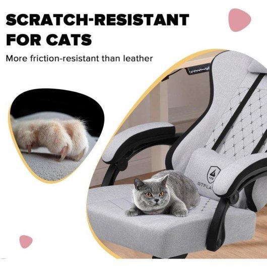 Silla GTPLAYER Ergonómica Gaming con Soporte Pies y Tela Blanco-Gris