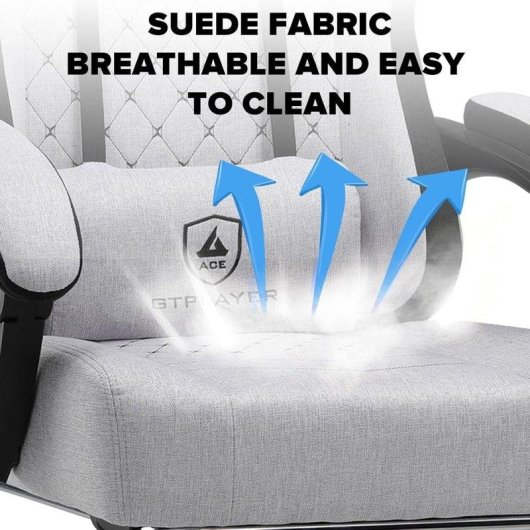 Silla GTPLAYER Ergonómica Gaming con Soporte Pies y Tela Blanco-Gris