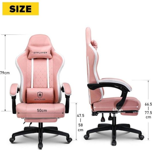 Sedia da gioco GTPLAYER Ergonomica con poggiapiedi Rosa
