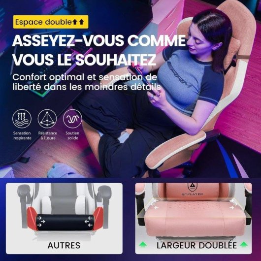 Sedia da gioco GTPLAYER Ergonomica con poggiapiedi Rosa