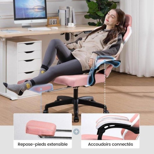 Sedia da gioco GTPLAYER Ergonomica con poggiapiedi Rosa