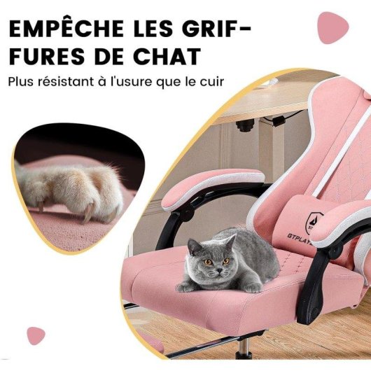 Sedia da gioco GTPLAYER Ergonomica con poggiapiedi Rosa
