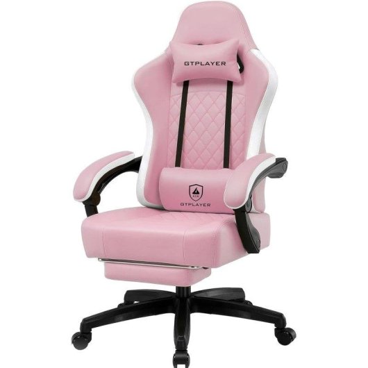 Sedia da gaming GTPLAYER Ergonomica Rosa con Poggiapiedi