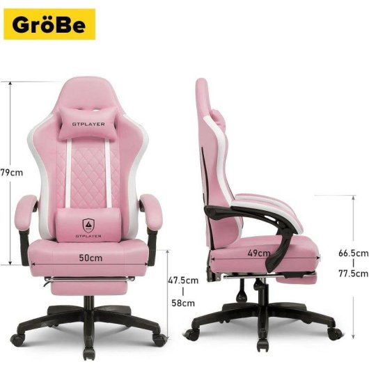 Sedia da gaming GTPLAYER Ergonomica Rosa con Poggiapiedi