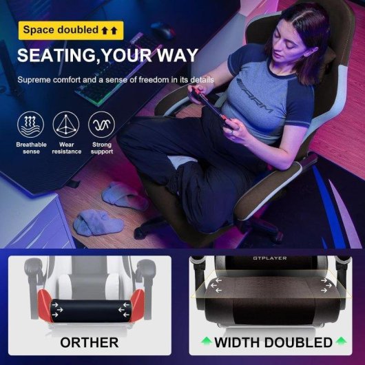 Silla gaming GTPLAYER marrón con soporte lumbar, reposapiés y tejido transpirable