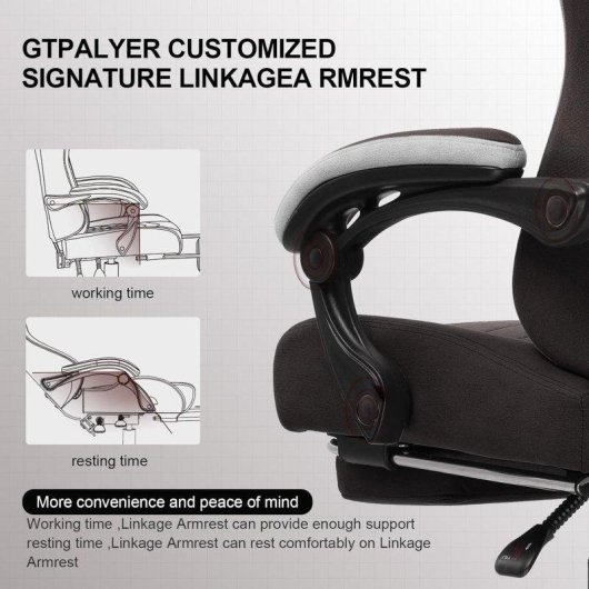 Silla gaming GTPLAYER marrón con soporte lumbar, reposapiés y tejido transpirable