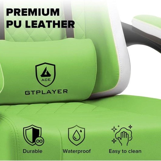 Sedia Gaming GTPLAYER Ergonomica con Poggiapiedi e Cuo PU Verde