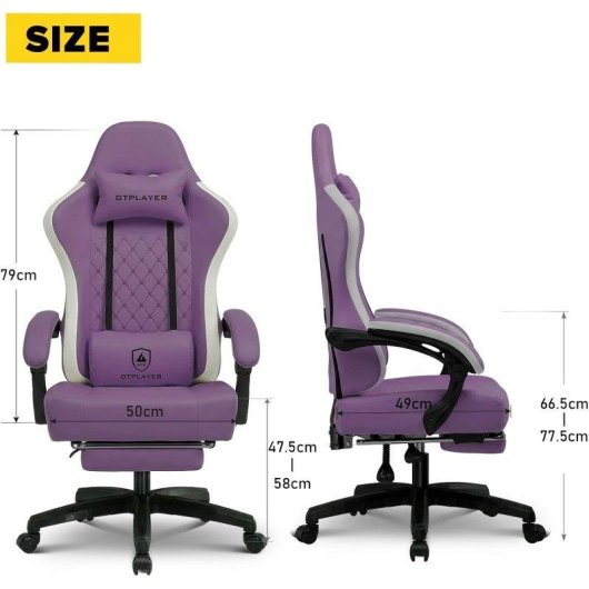Sedia gaming ergonomica GTPLAYER con poggiapiedi, stile elegante