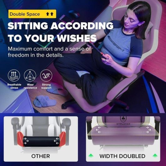 Sedia gaming ergonomica GTPLAYER con poggiapiedi, stile elegante