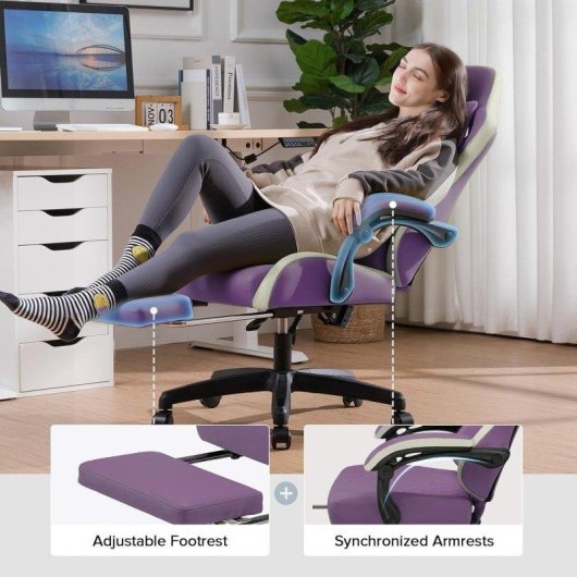 Sedia gaming ergonomica GTPLAYER con poggiapiedi, stile elegante