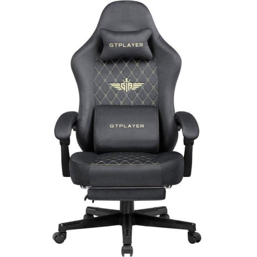 Cadeira GTPLAYER Ergonomica Assento com molas e reposapés Cinza