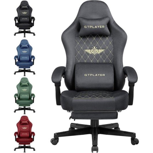 Cadeira GTPLAYER Ergonomica Assento com molas e reposapés Cinza