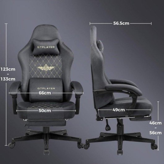 Cadeira GTPLAYER Ergonomica Assento com molas e reposapés Cinza