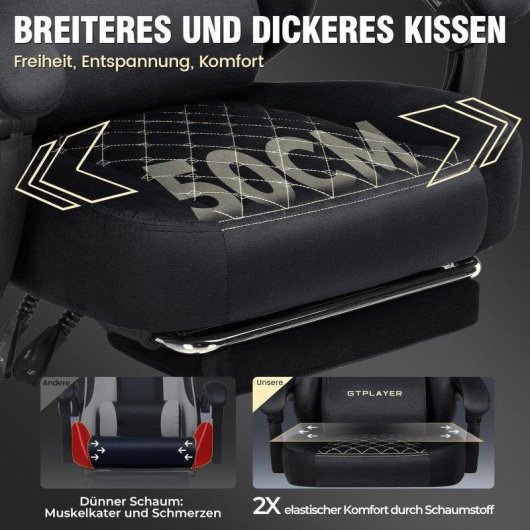 Silla gaming ergonómica GTPLAYER con asiento de muelle y reposapiés