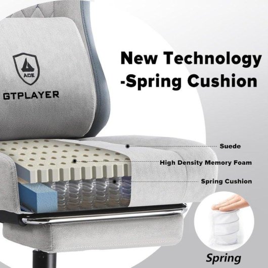 Silla Gaming GTPLAYER Ergonómica con Apoyo Pies y Respaldo Reclinable Gris