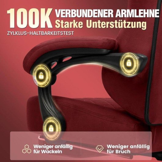 Cadeira Gaming Ergonomico GTPLAYER Tecido Vermelho 150 kg