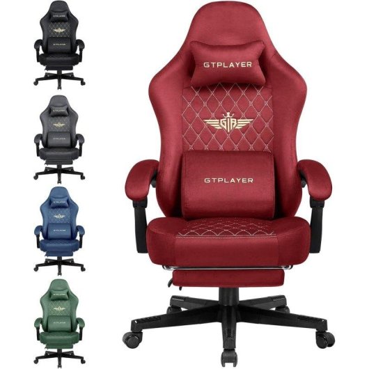 Cadeira Gaming Ergonomico GTPLAYER Tecido Vermelho 150 kg