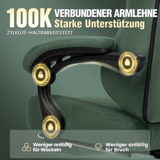 Silla Gaming GTPLAYER Ergonómica con Asiento de Muelles y Reposapiés - Tela Verde