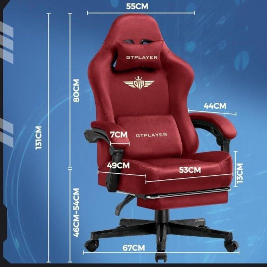 Silla Gaming GTPLAYER Reclinable 150° Reposapiés Tela Transpirable
