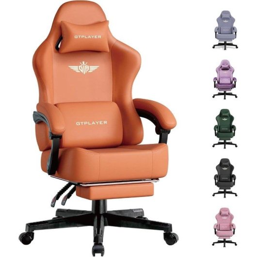 Silla Gaming GTPLAYER Reclinable 150° con Reposapiés Naranja