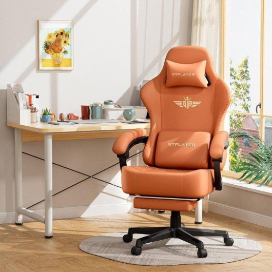 Silla Gaming GTPLAYER Reclinable 150° con Reposapiés Naranja