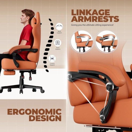 Silla Gaming GTPLAYER Reclinable 150° con Reposapiés Naranja