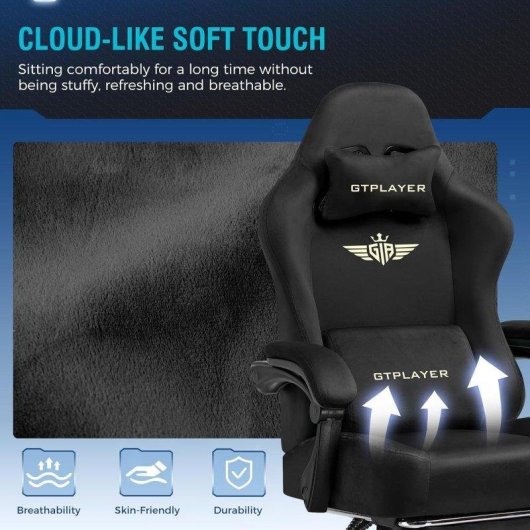 Cadeira de Gaming GTPLAYER 160° Inclinação e Apoio de Pes