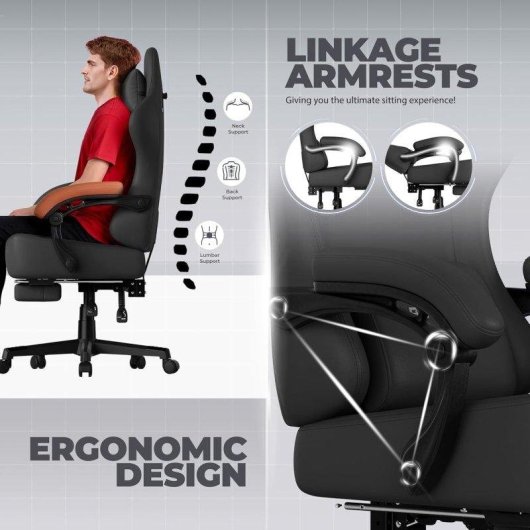 Silla gaming GTPLAYER con reclinación 150° y reposapiés negro