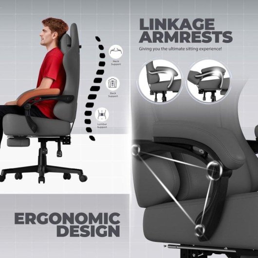 Cadeira gaming GTPLAYER Ergonomica 160 deg reclinável apoio de pés